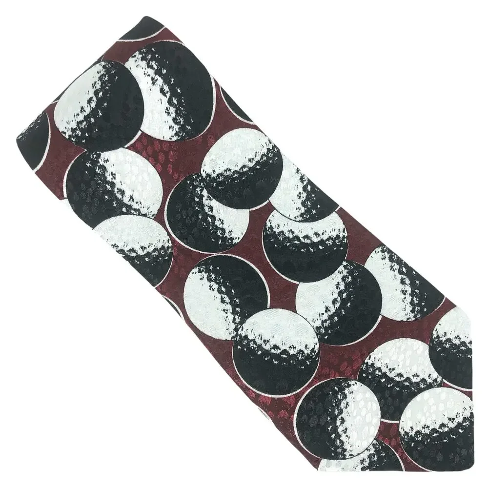 Burgundy, Black, and White Golf Ball Tie